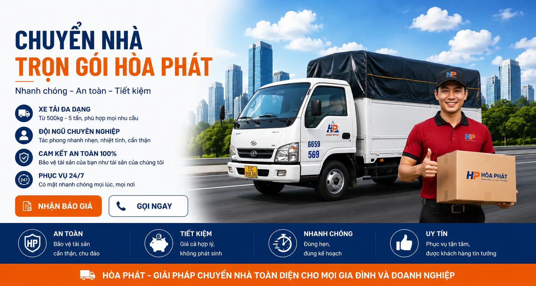 Đội ngũ chuyển nhà Hòa Phát cùng xe tải